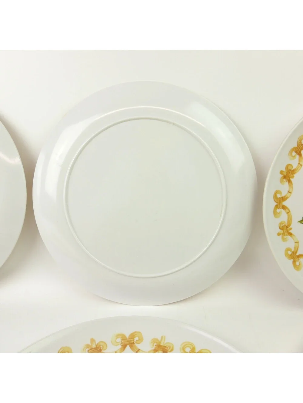 Vintage Melamine Dinner Plates Lot of 8 Yellow & Green Floral Flower Mid Century